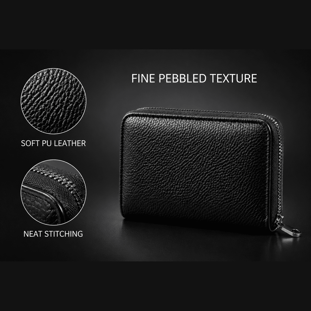 Geeopuk Credit Card Holder Wallet, 18 Card Slots & 2 Pockets, PU Leather Zip Around Accordion Card Case for Women and Men, Black