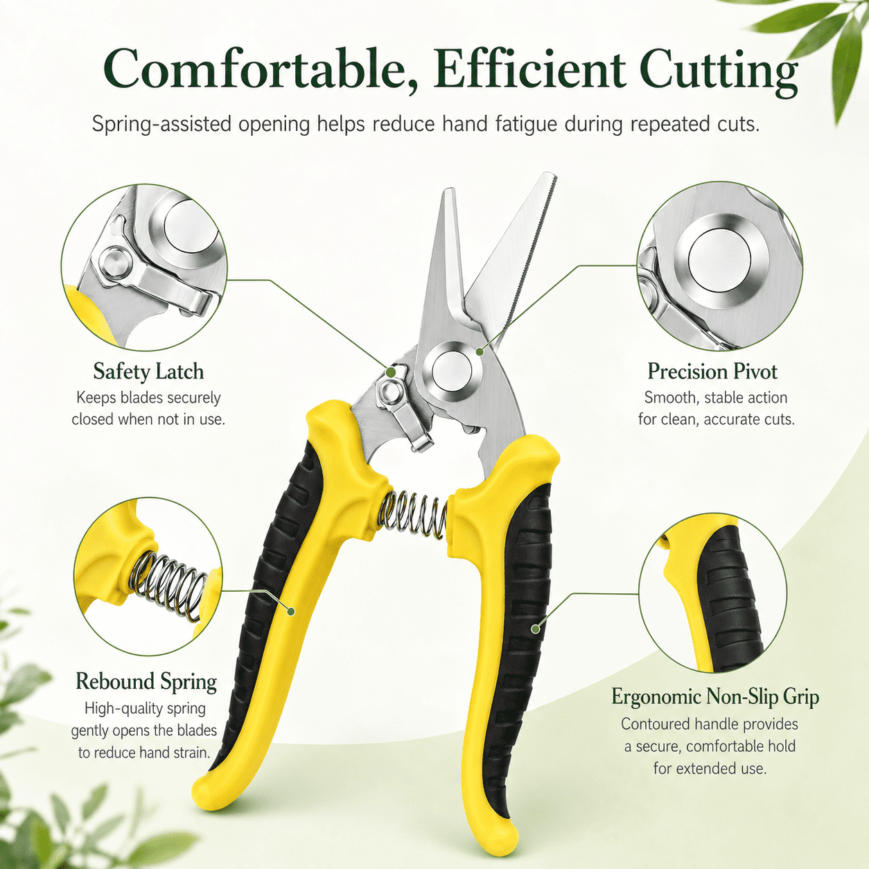 Geeopuk 3 Pack Garden Pruning Shears Set, Stainless Steel Garden Scissors & Clippers with Straight Curved Serrated Blades for Flowers, Herbs, Bonsai