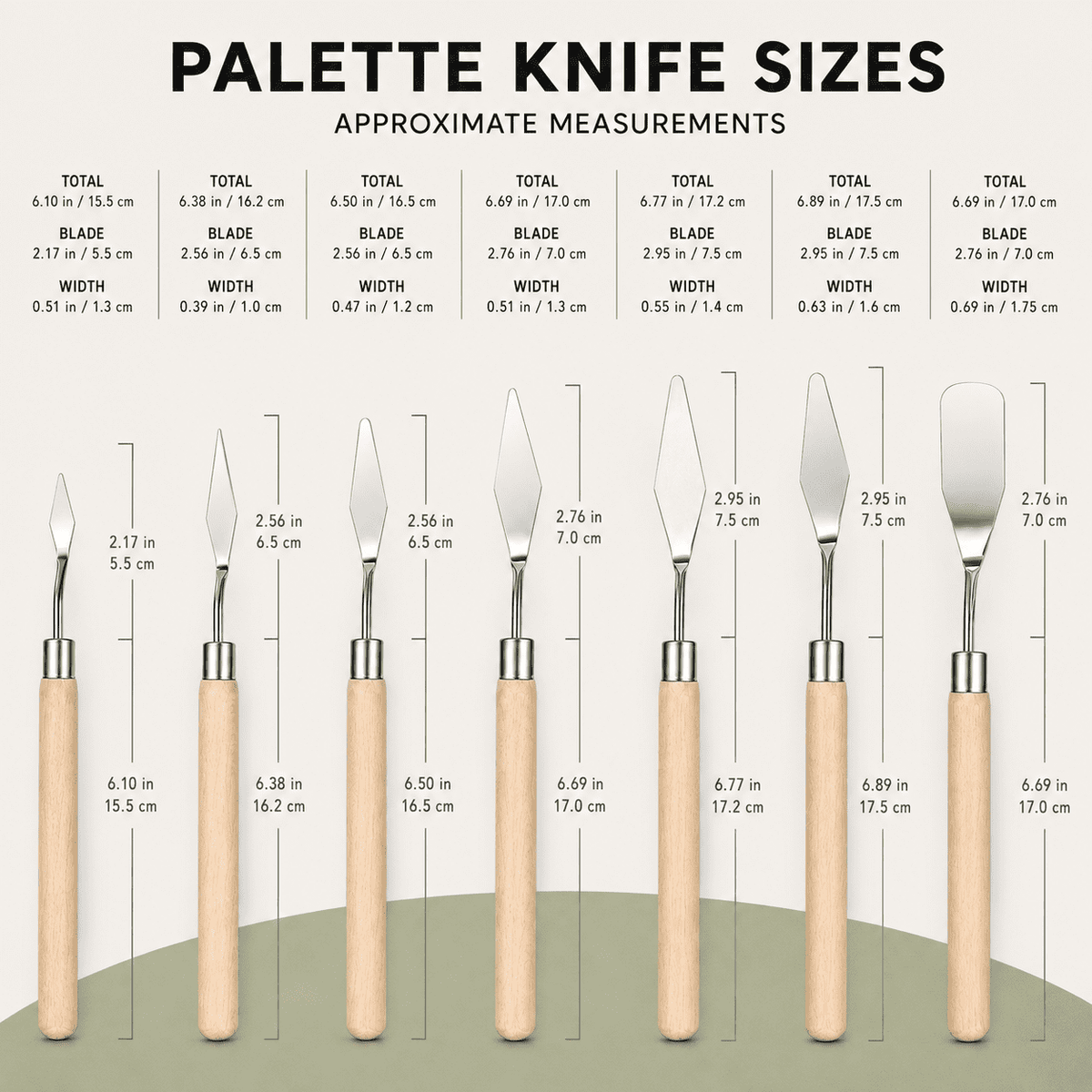 Geeopuk 13-Piece Palette Knife Set with 6 Texture Scrapers, Stainless Steel Painting Knives for Acrylic Oil Painting, Art Supplies for Mixing Spreading and Creating Textures