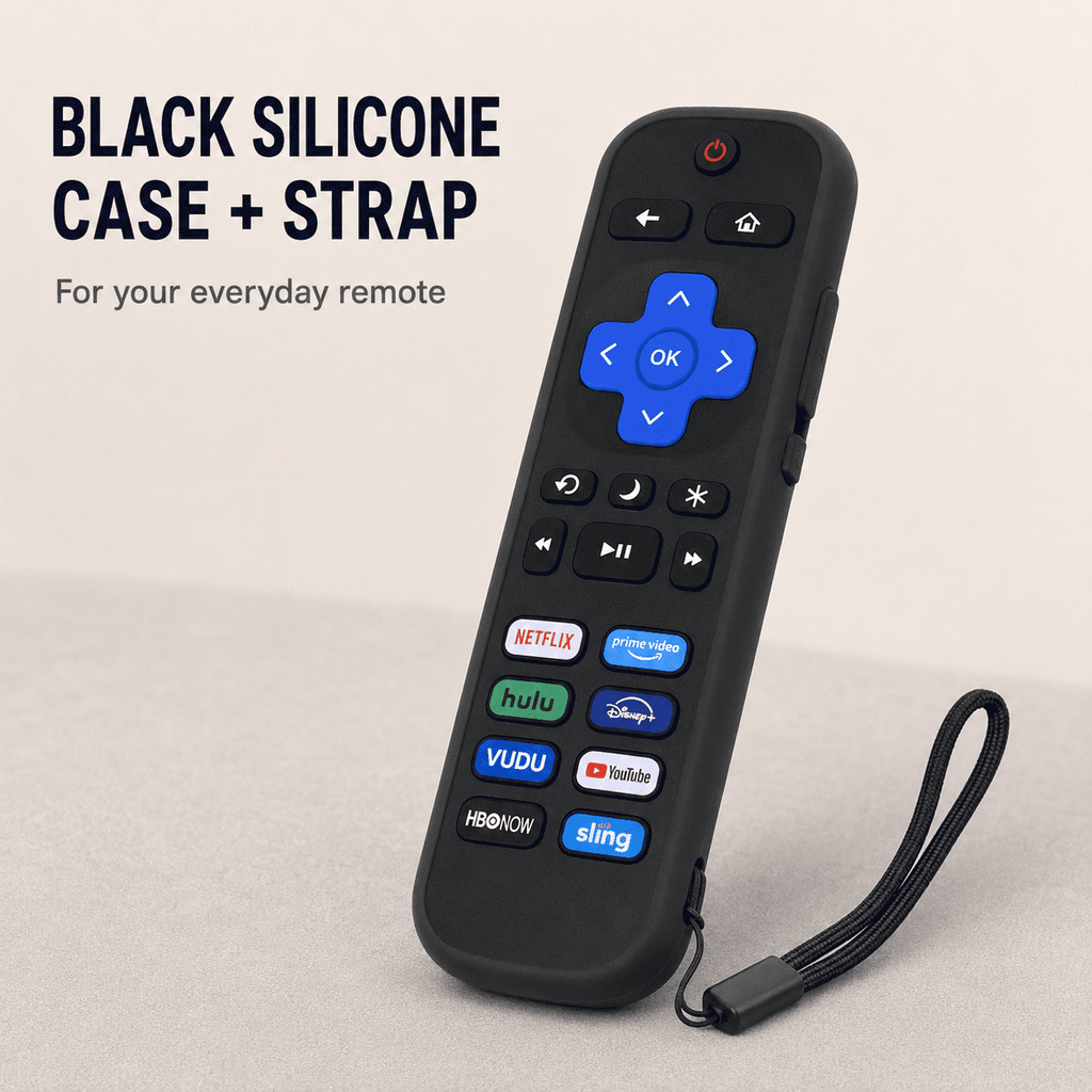 Geeopuk Replacement Remote Control for Select Roku TV Models, 2-Pack with Silicone Case, No Pairing, 8 App Shortcut Buttons, Side Volume and Mute
