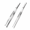 Geeopuk Kitchen Tweezers 2 Pack, 12 Inch Extra Long Stainless Steel Cooking Tweezers, Wide Round Tip & Narrow Straight Tip Food Tongs for Plating, BBQ, Grilling and Serving