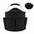 Geeopuk Large Utility Tote Organizer Bag, 17L Portable Shower Caddy with 6 Outer Pockets, Reinforced Aluminum Handle, Mesh Drawstring Top, Foldable Storage Basket for Bathroom, Garden, Gym, Camping