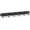 Geeopuk Mop and Broom Holder Wall Mount, 5 Grip Slots 6 Hooks Cleaning Tool Organizer with 4.33" Spacing, Self-Grip Silicone Clips, Garage Laundry Room Storage Rack, Black