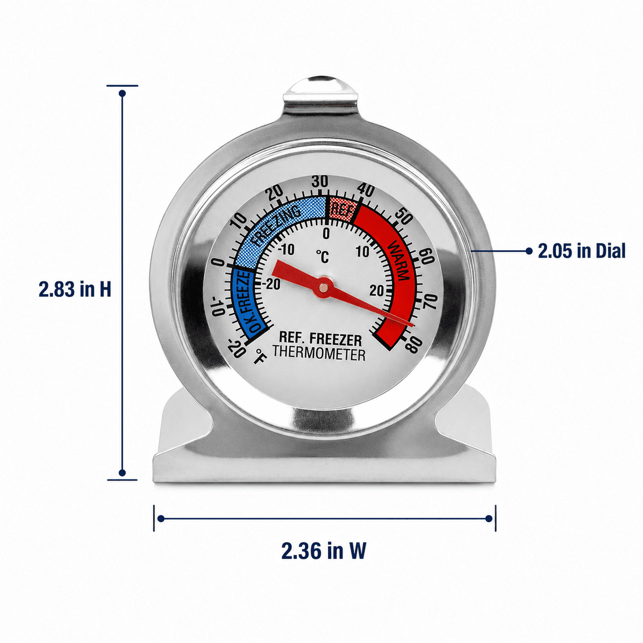 Geeopuk 4 Pack Refrigerator Thermometer, Large Dial Fridge Freezer Thermometer with Easy Read Display, Hanging or Standing Temperature Gauge for Refrigerator, Freezer, Cooler and Food Storage