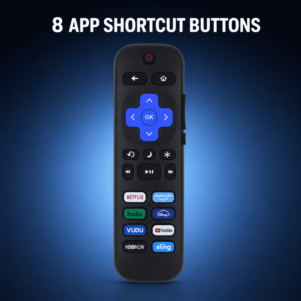 Geeopuk Replacement Remote Control for Select Roku TV Models, 2-Pack with Silicone Case, No Pairing, 8 App Shortcut Buttons, Side Volume and Mute