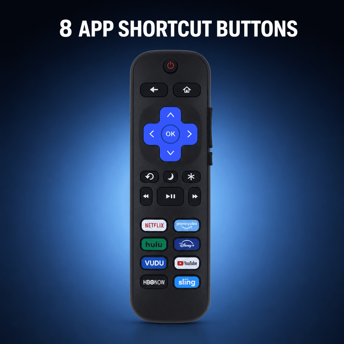 Geeopuk Replacement Remote Control for Select Roku TV Models, 2-Pack with Silicone Case, No Pairing, 8 App Shortcut Buttons, Side Volume and Mute