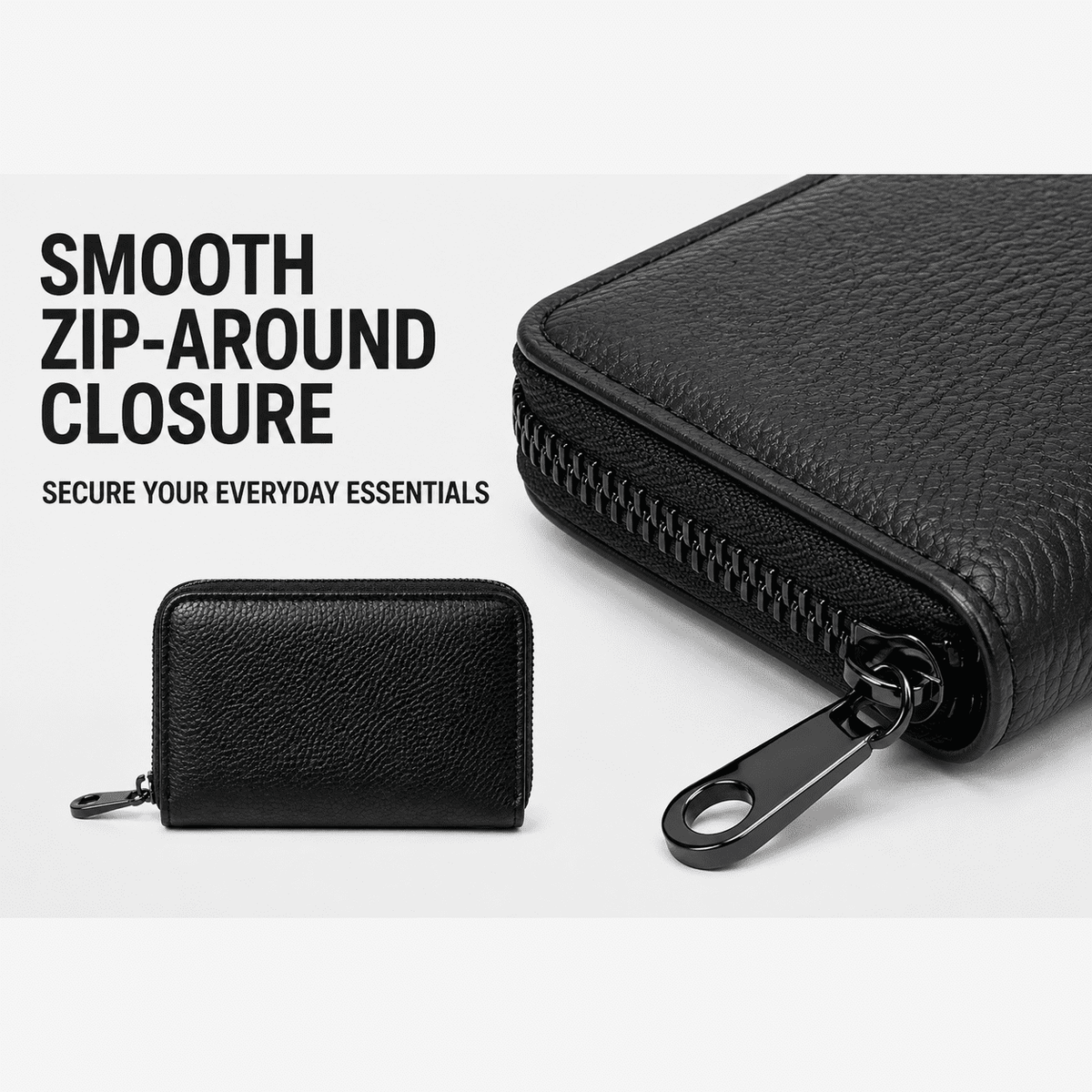 Geeopuk Credit Card Holder Wallet, 18 Card Slots & 2 Pockets, PU Leather Zip Around Accordion Card Case for Women and Men, Black