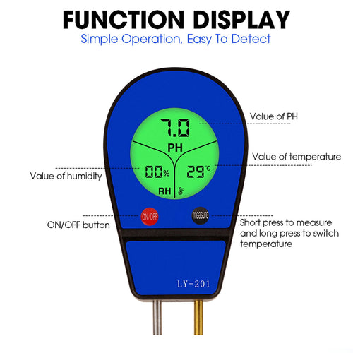 Geeopuk 3-in-1 Soil Moisture Meter, Digital PH Meter for Soil, Temperature & Moisture Tester with Backlight LCD,Display for Gardening, Farming and Outdoor Plants