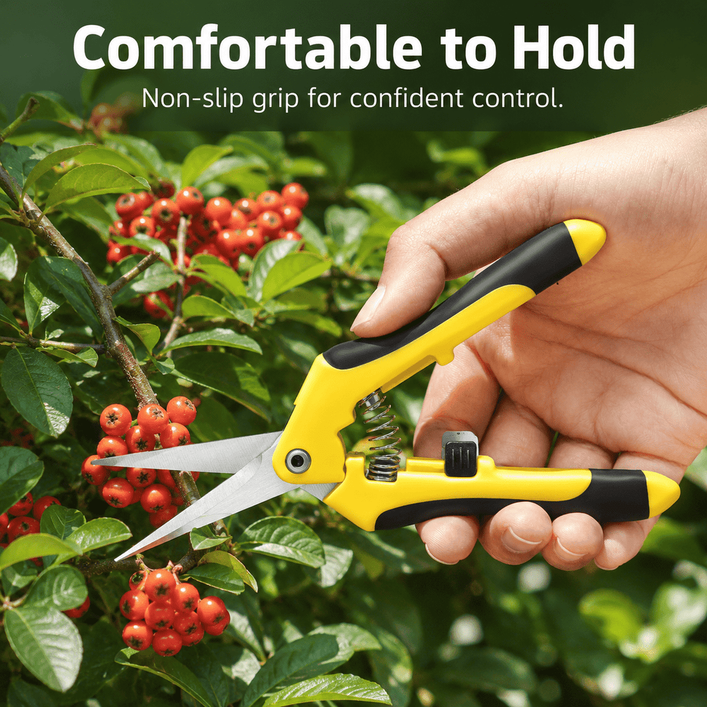 Geeopuk 3 Pack Garden Pruning Shears Set, Stainless Steel Garden Scissors & Clippers with Straight Curved Serrated Blades for Flowers, Herbs, Bonsai