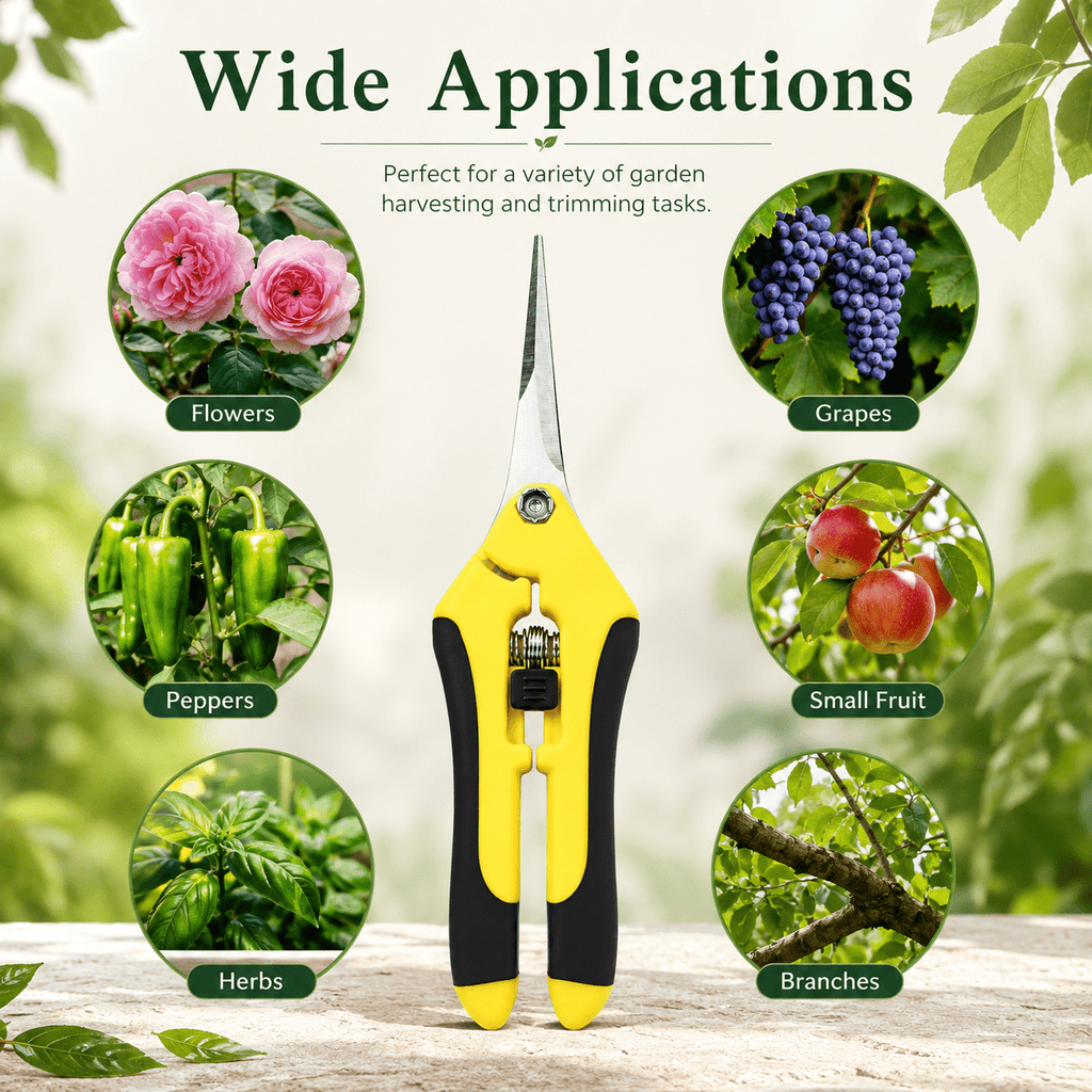 Geeopuk 3 Pack Garden Pruning Shears Set, Stainless Steel Garden Scissors & Clippers with Straight Curved Serrated Blades for Flowers, Herbs, Bonsai