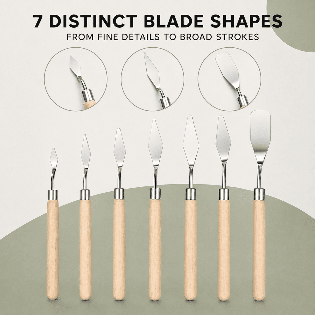 Geeopuk 13-Piece Palette Knife Set with 6 Texture Scrapers, Stainless Steel Painting Knives for Acrylic Oil Painting, Art Supplies for Mixing Spreading and Creating Textures