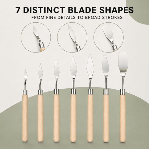 Geeopuk 13-Piece Palette Knife Set with 6 Texture Scrapers, Stainless Steel Painting Knives for Acrylic Oil Painting, Art Supplies for Mixing Spreading and Creating Textures